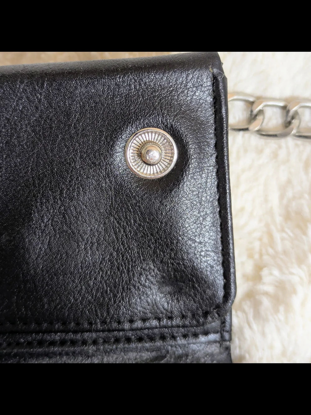 Black Leather Chain Wallet with Silver Hardware - Picture 12 of 14